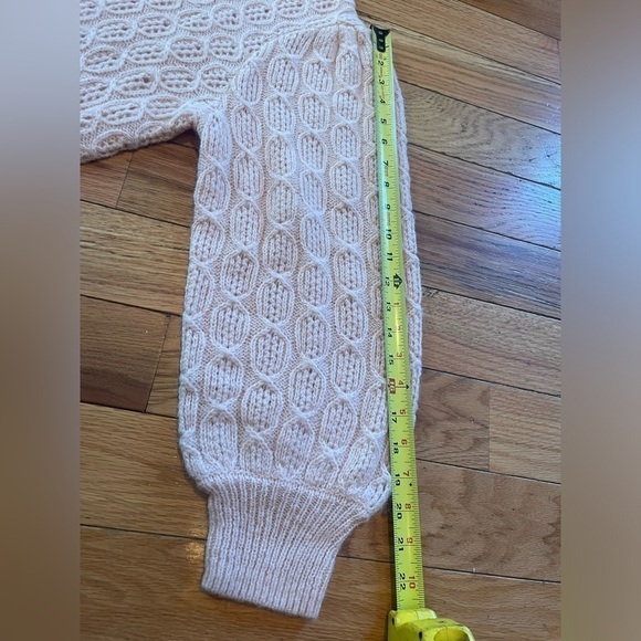 J CREW Sweater Women’s Size L Pink Cable-Knit Balloon Sleeve Alpaca Wool Blend - Picture 9 of 16